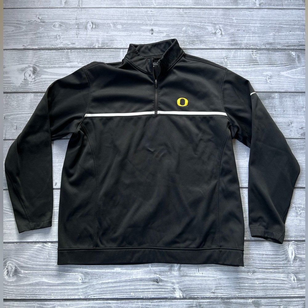 Nike Oregon Ducks Black Quarter-Zip Jacket with Yellow Accent